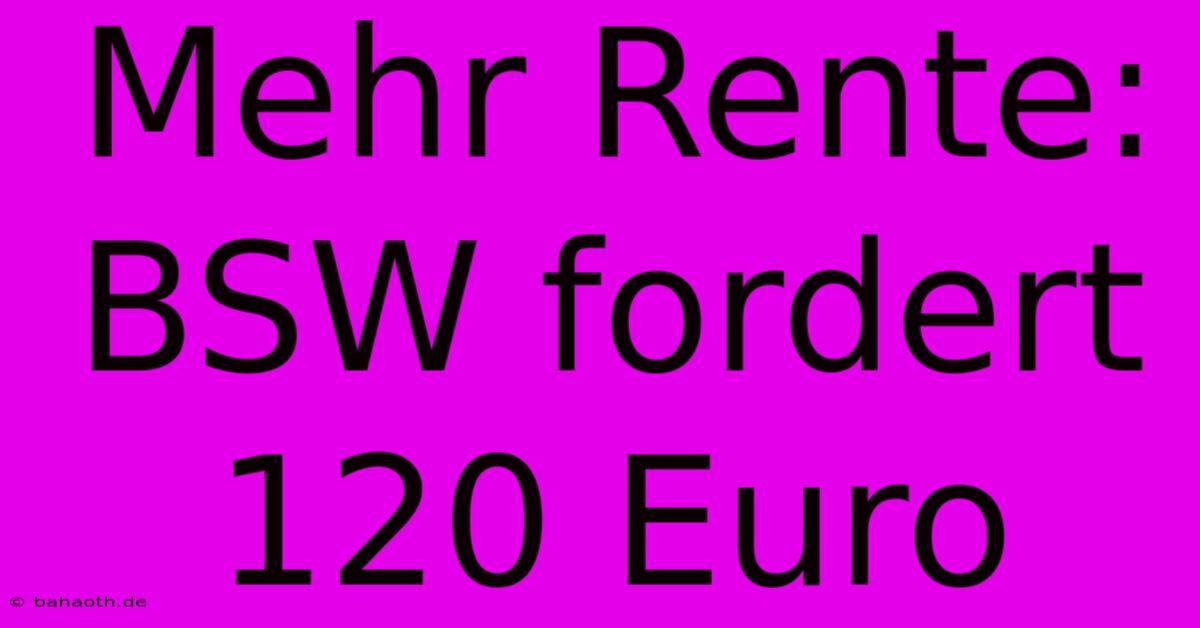 Mehr Rente: BSW Fordert 120 Euro