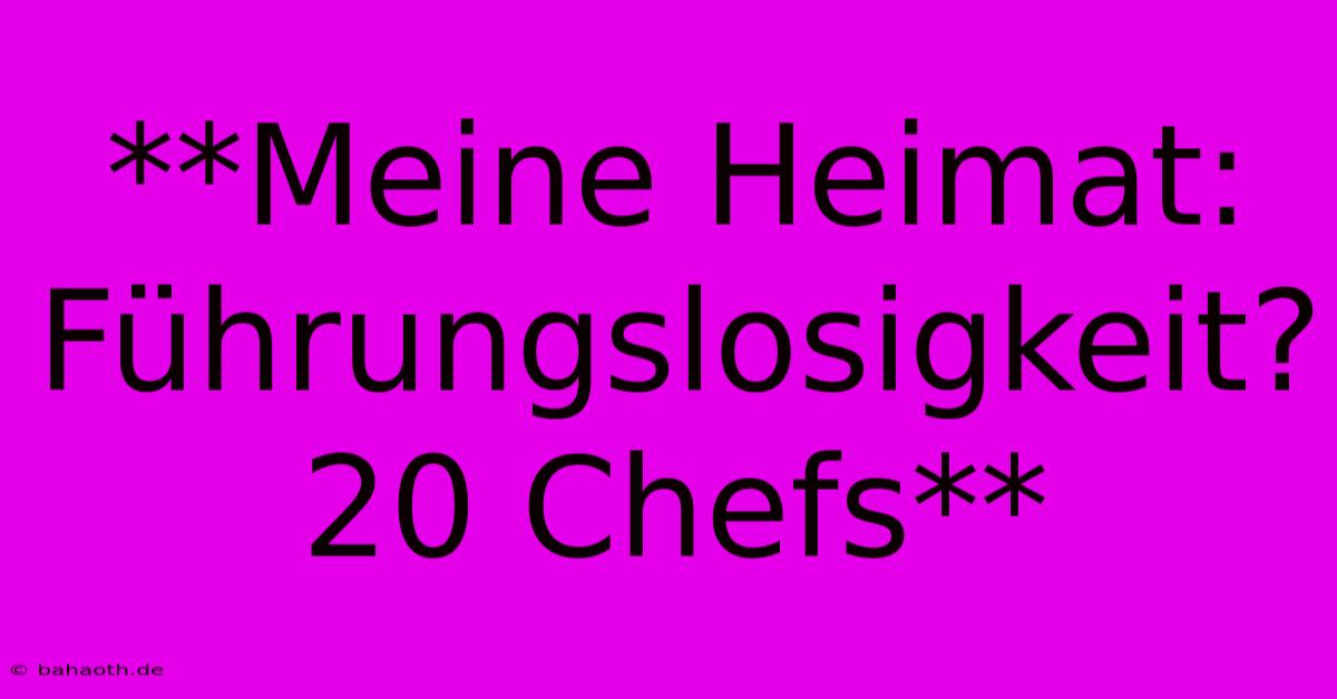 **Meine Heimat: Führungslosigkeit? 20 Chefs**