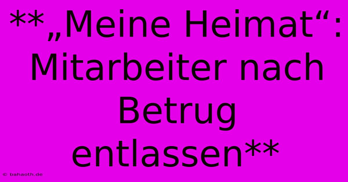 **„Meine Heimat“: Mitarbeiter Nach Betrug Entlassen**