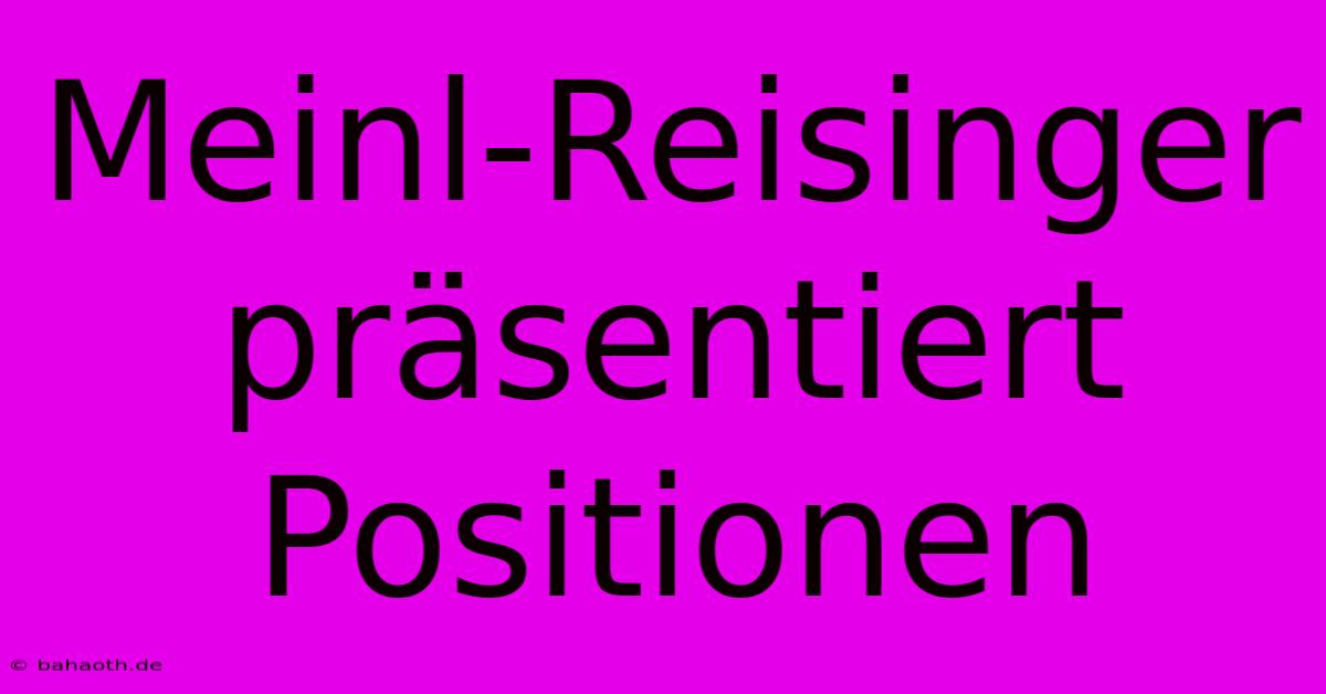 Meinl-Reisinger Präsentiert Positionen