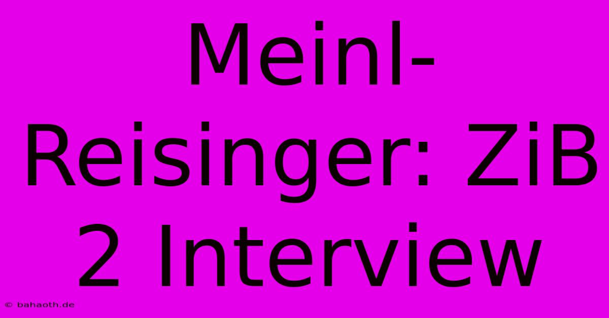 Meinl-Reisinger: ZiB 2 Interview