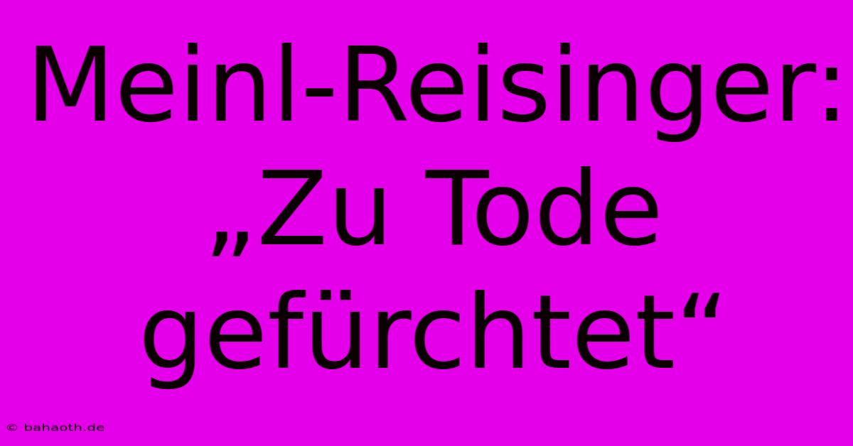 Meinl-Reisinger:  „Zu Tode Gefürchtet“