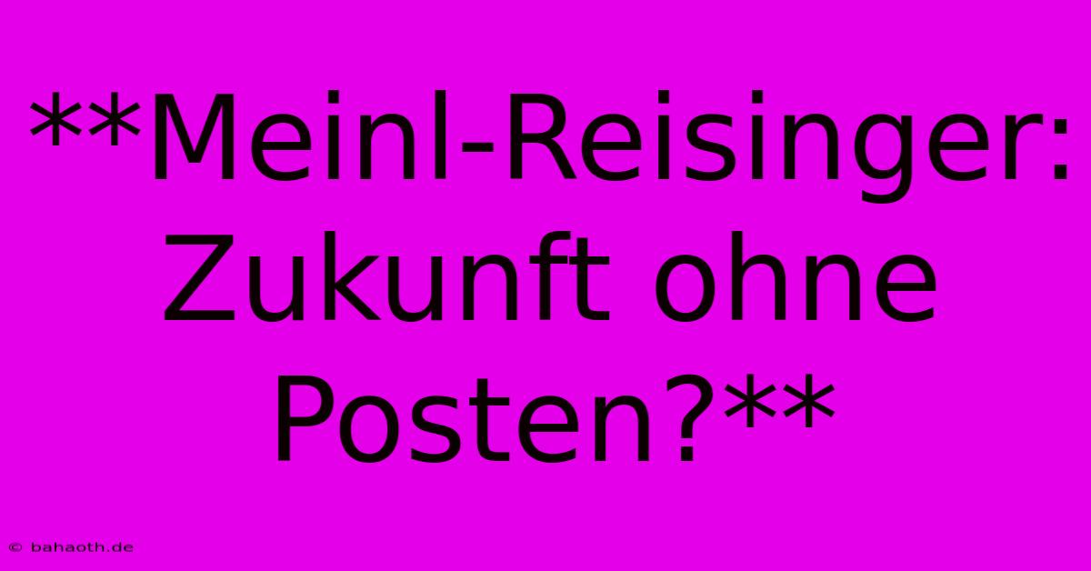 **Meinl-Reisinger:  Zukunft Ohne Posten?**