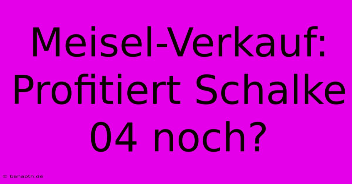 Meisel-Verkauf: Profitiert Schalke 04 Noch?