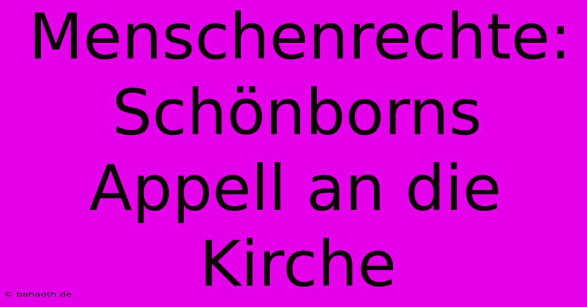 Menschenrechte: Schönborns Appell An Die Kirche