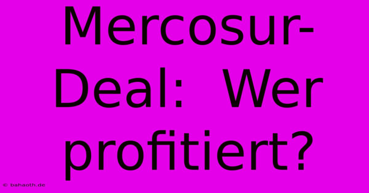 Mercosur-Deal:  Wer Profitiert?