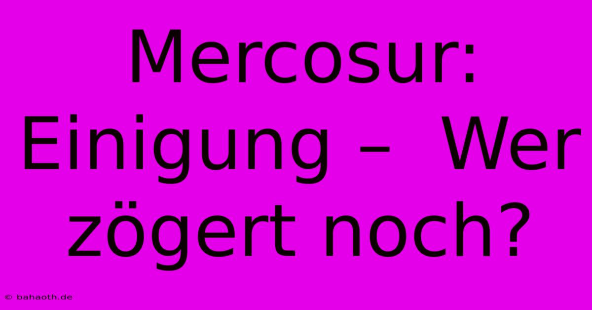 Mercosur:  Einigung –  Wer Zögert Noch?