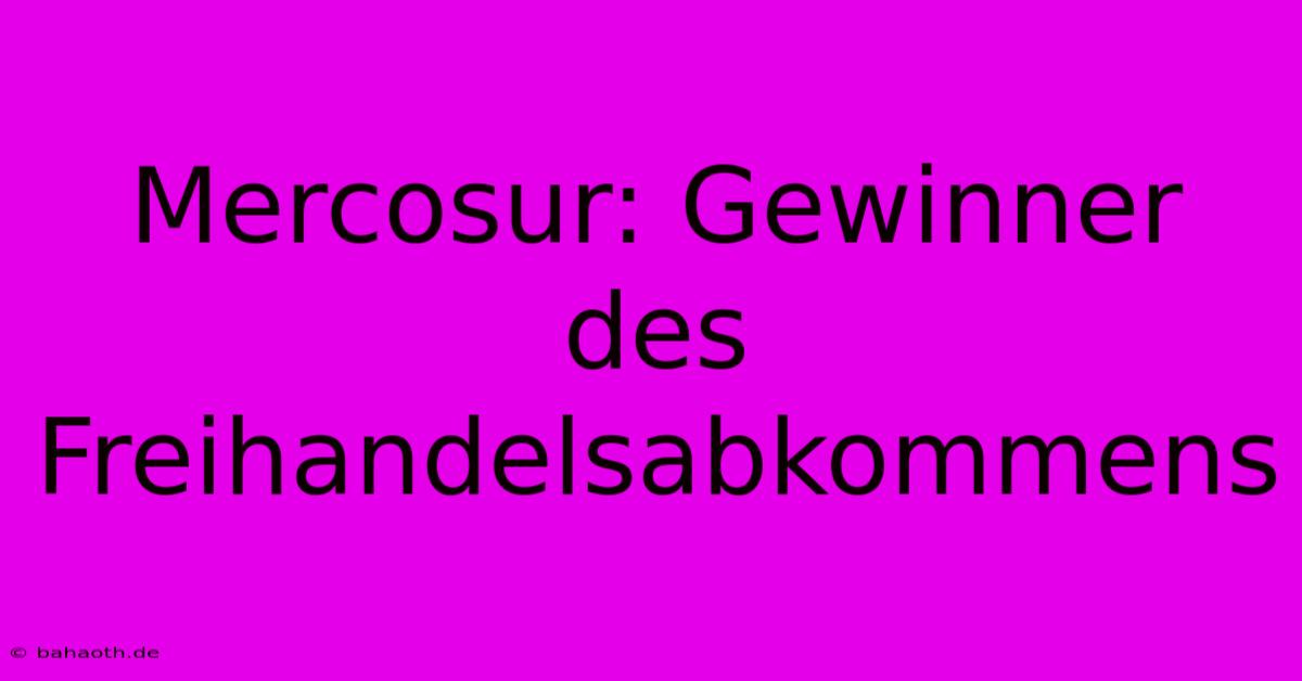 Mercosur: Gewinner Des Freihandelsabkommens