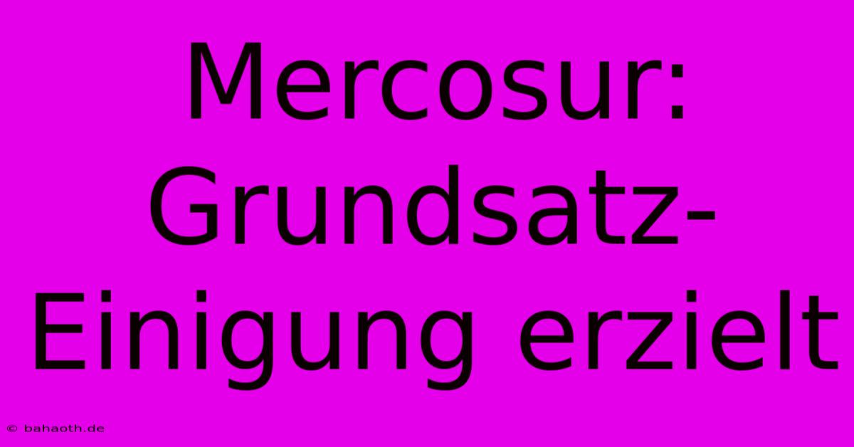 Mercosur: Grundsatz-Einigung Erzielt