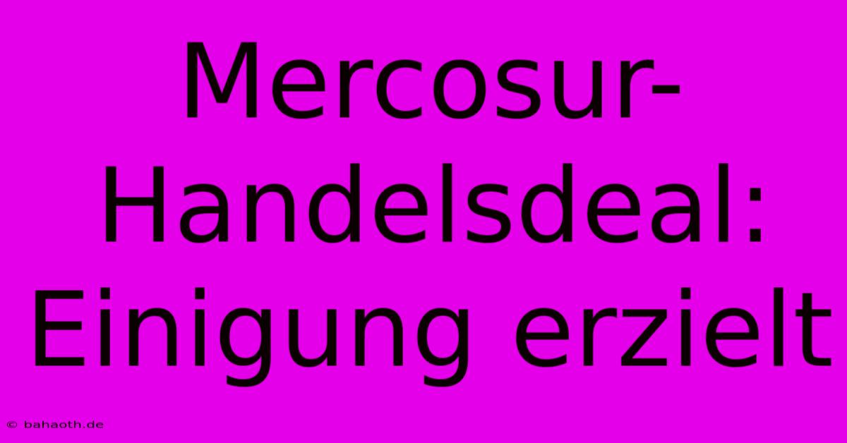 Mercosur-Handelsdeal: Einigung Erzielt