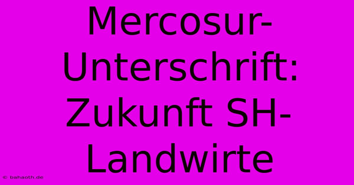 Mercosur-Unterschrift:  Zukunft SH-Landwirte