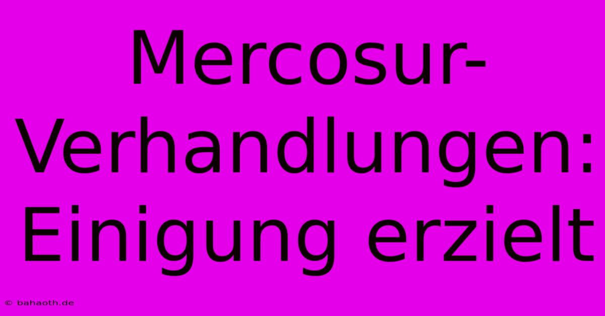 Mercosur-Verhandlungen: Einigung Erzielt