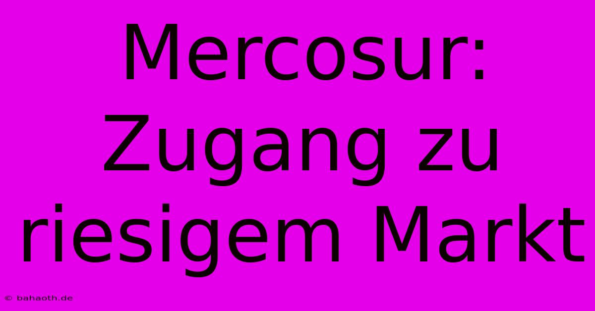 Mercosur: Zugang Zu Riesigem Markt