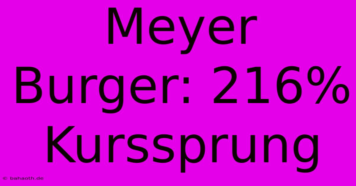 Meyer Burger: 216% Kurssprung