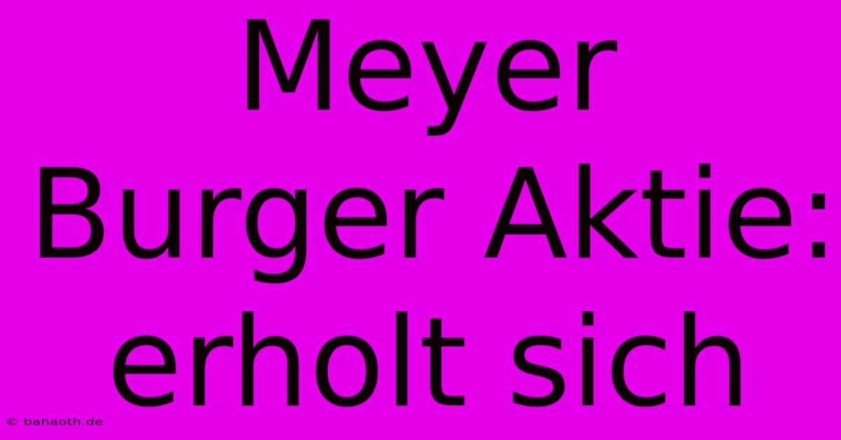 Meyer Burger Aktie:  Erholt Sich