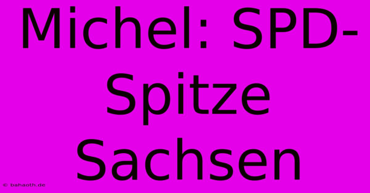 Michel: SPD-Spitze Sachsen