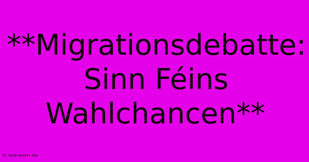 **Migrationsdebatte: Sinn Féins Wahlchancen**