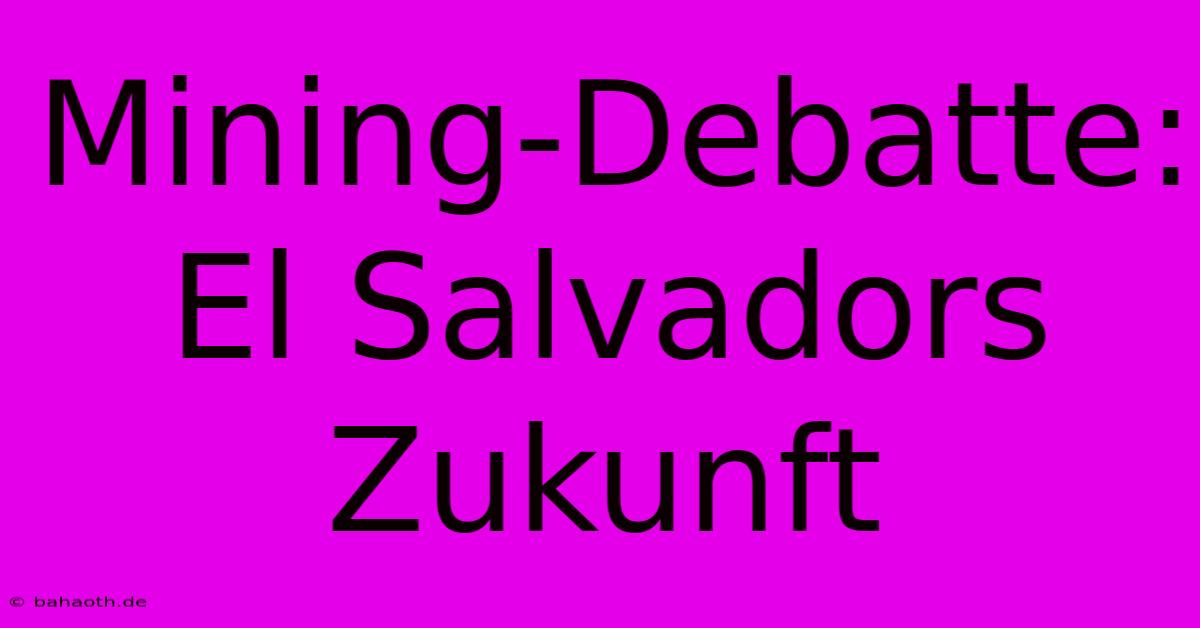 Mining-Debatte: El Salvadors Zukunft