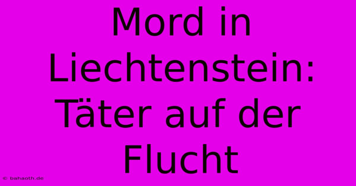 Mord In Liechtenstein: Täter Auf Der Flucht