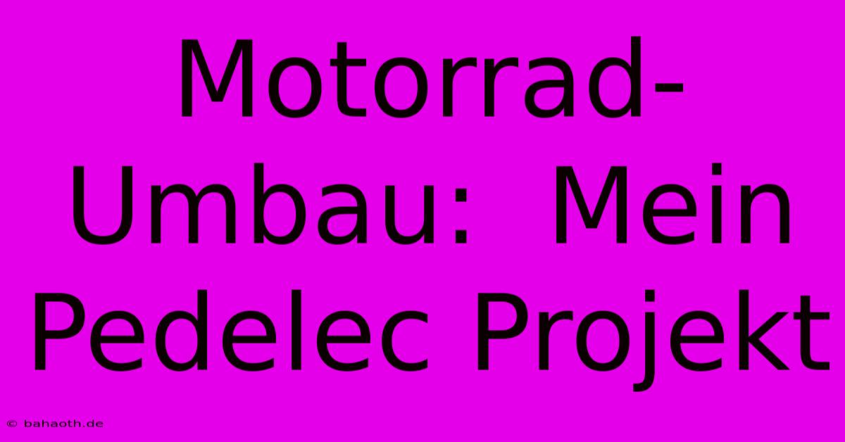 Motorrad-Umbau:  Mein Pedelec Projekt