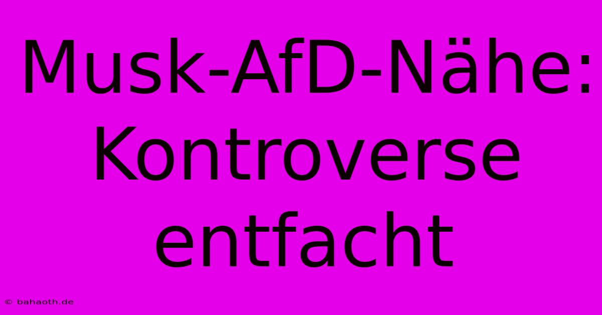 Musk-AfD-Nähe: Kontroverse Entfacht