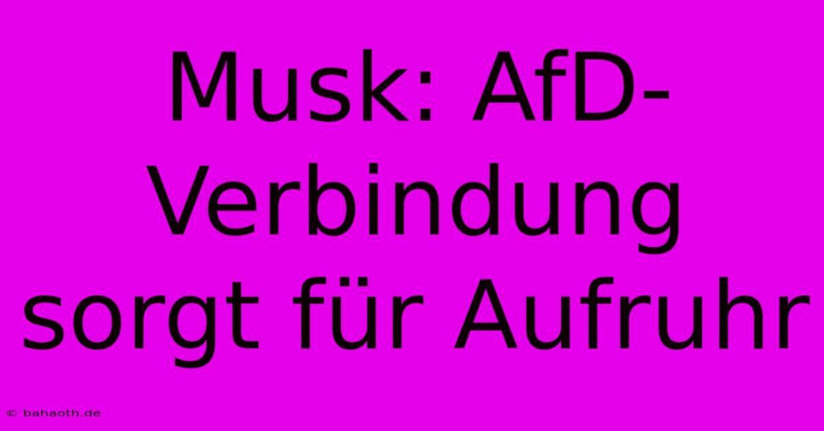 Musk: AfD-Verbindung Sorgt Für Aufruhr