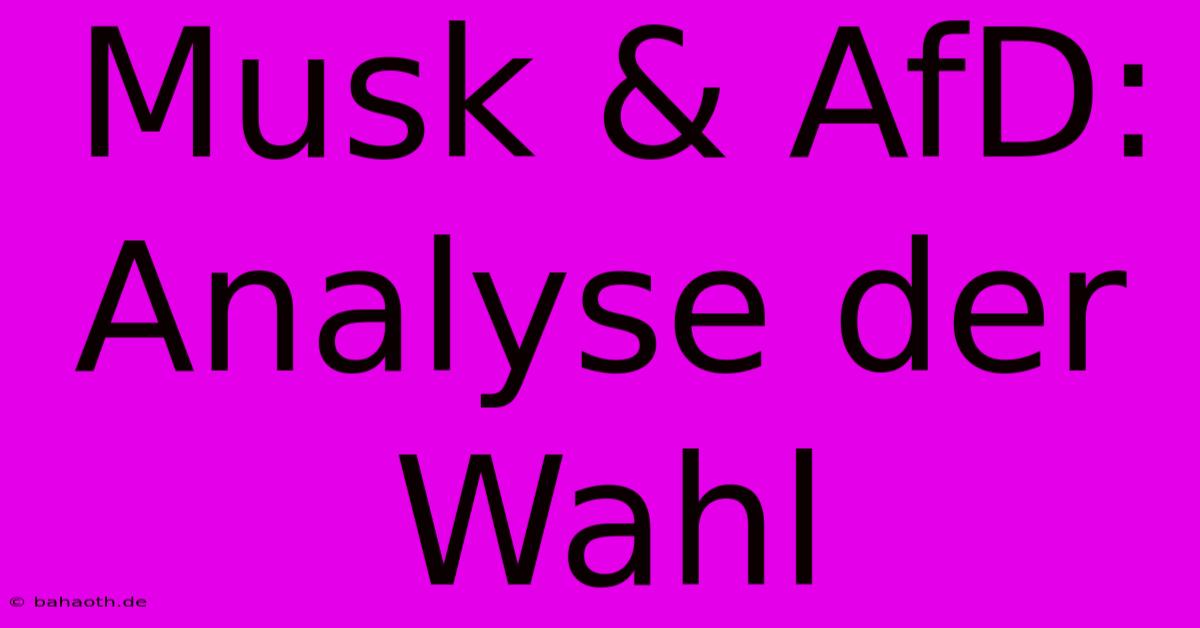 Musk & AfD:  Analyse Der Wahl