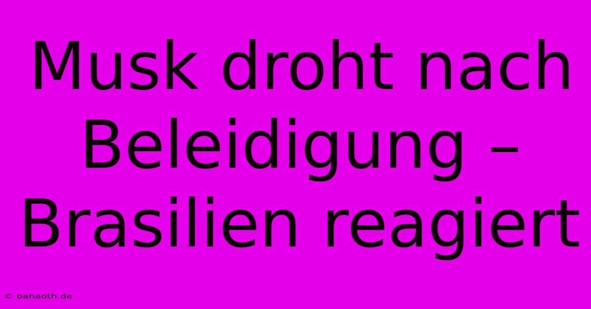 Musk Droht Nach Beleidigung – Brasilien Reagiert