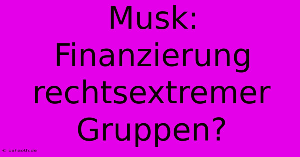 Musk: Finanzierung Rechtsextremer Gruppen?