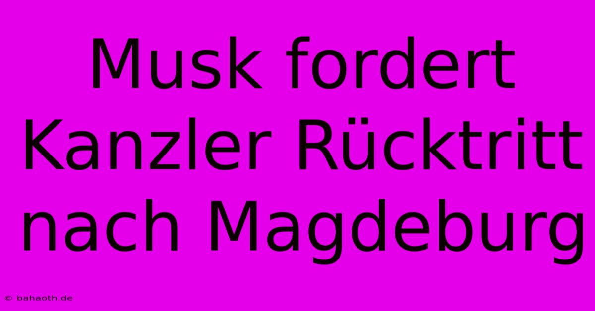 Musk Fordert Kanzler Rücktritt Nach Magdeburg