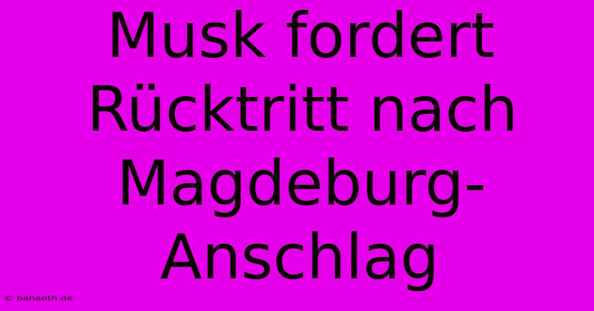 Musk Fordert Rücktritt Nach Magdeburg-Anschlag