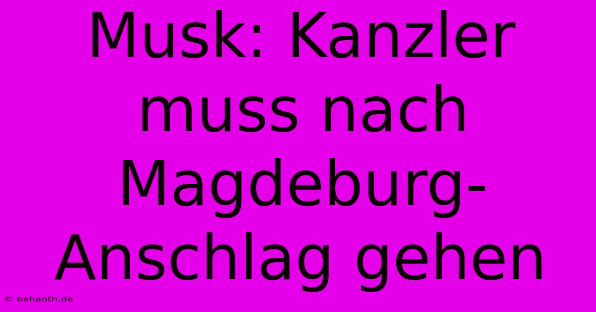 Musk: Kanzler Muss Nach Magdeburg-Anschlag Gehen