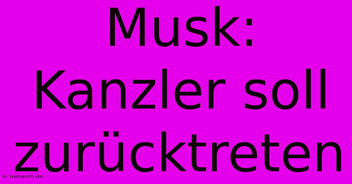 Musk: Kanzler Soll Zurücktreten