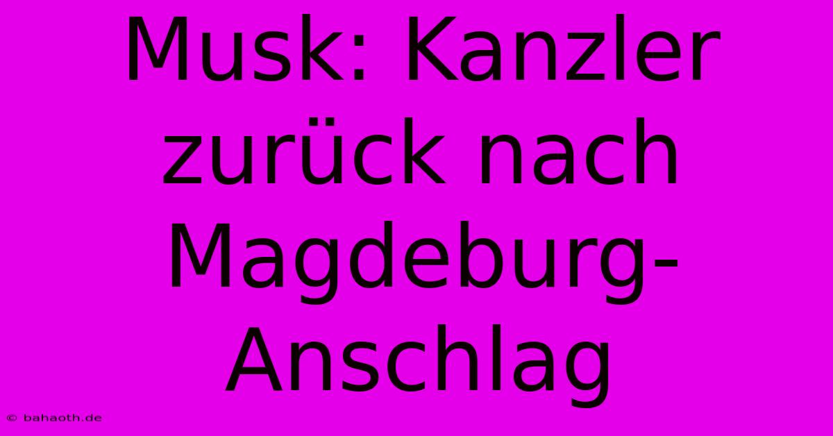 Musk: Kanzler Zurück Nach Magdeburg-Anschlag