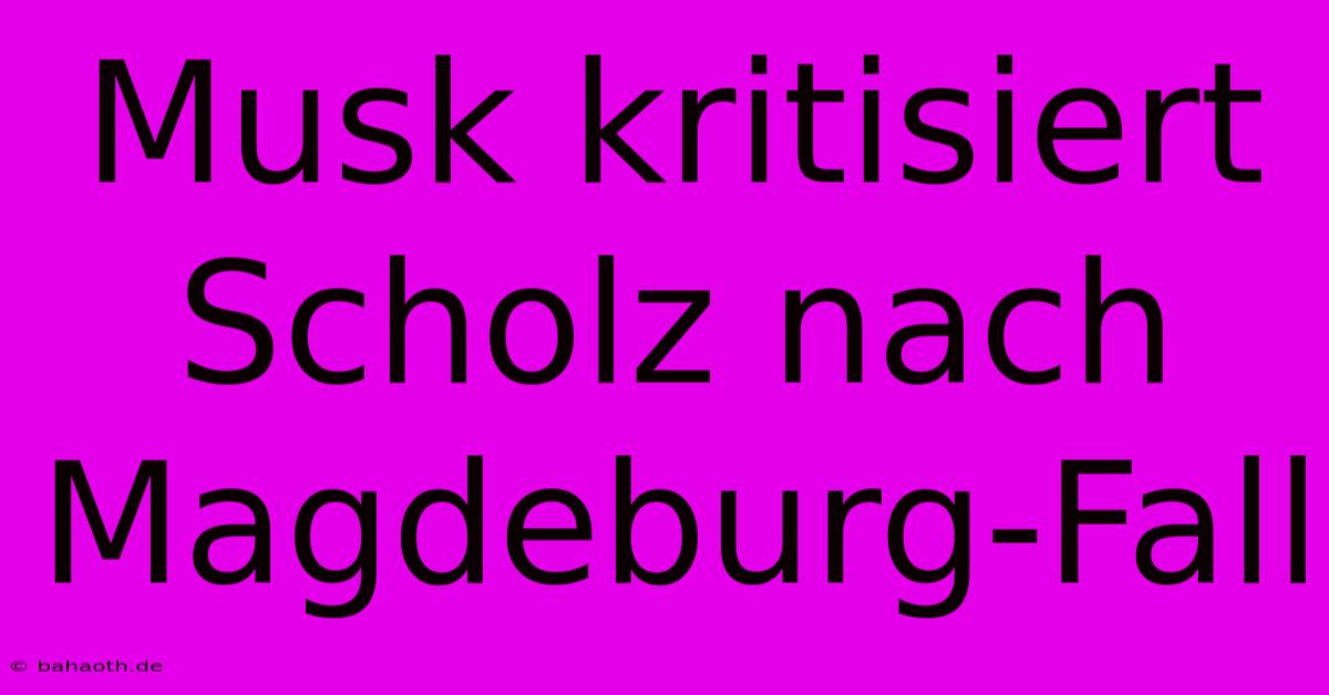 Musk Kritisiert Scholz Nach Magdeburg-Fall