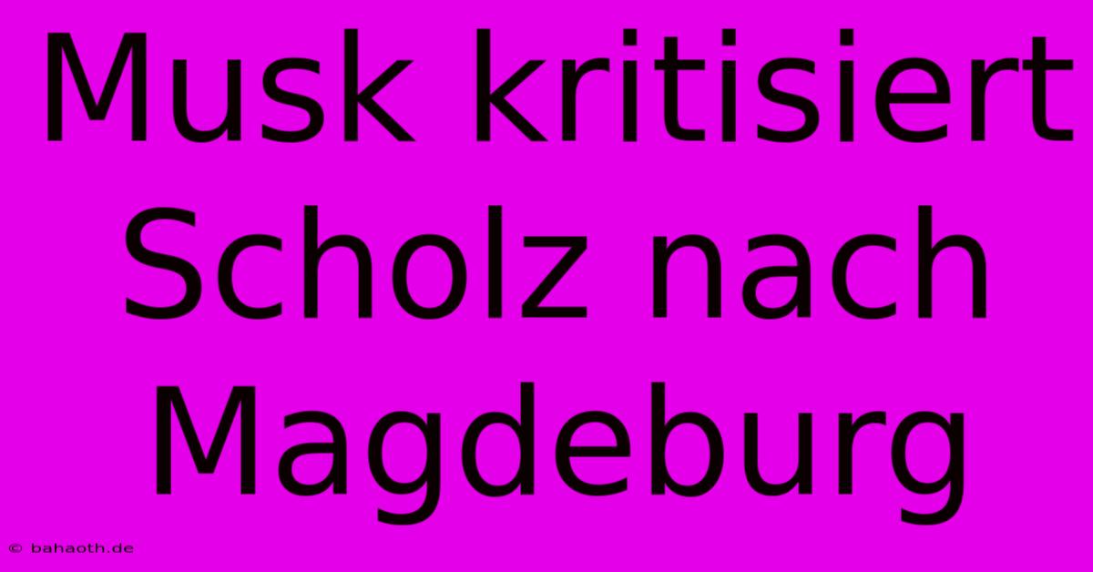 Musk Kritisiert Scholz Nach Magdeburg