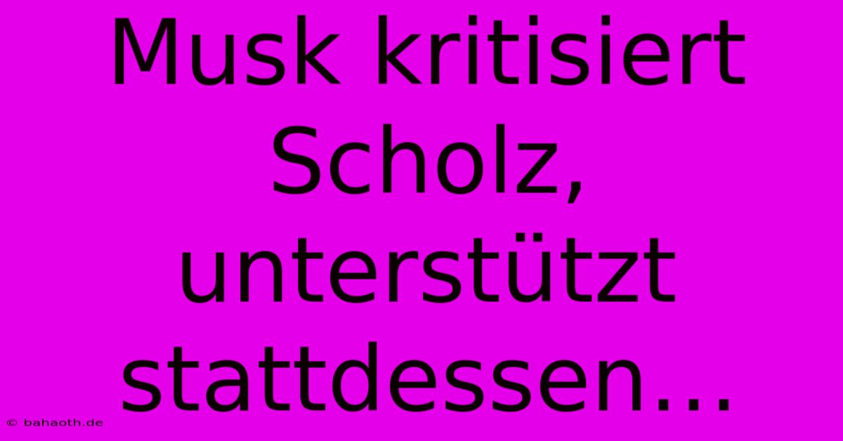 Musk Kritisiert Scholz, Unterstützt Stattdessen…