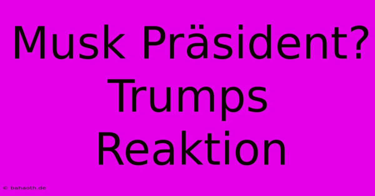 Musk Präsident? Trumps Reaktion