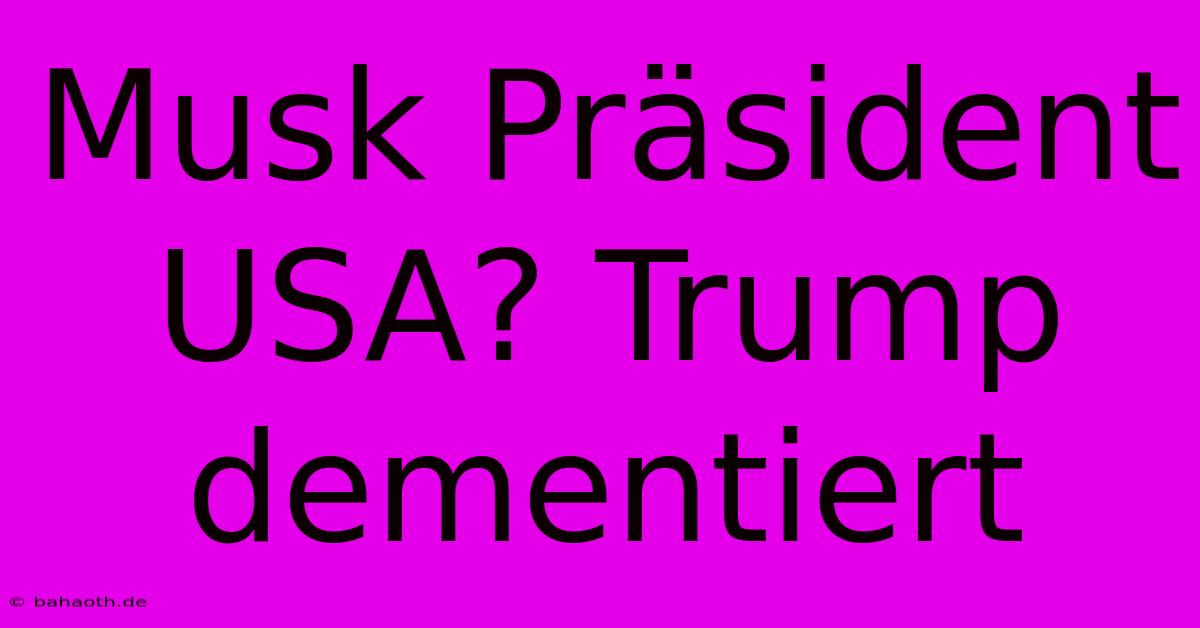 Musk Präsident USA? Trump Dementiert