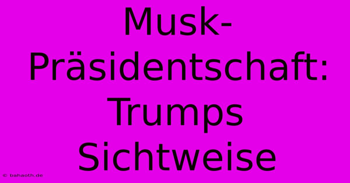 Musk-Präsidentschaft: Trumps Sichtweise