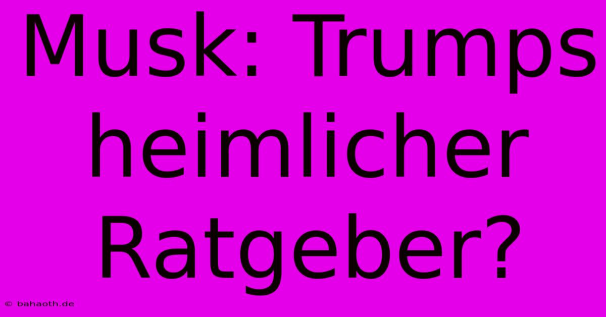 Musk: Trumps Heimlicher Ratgeber?