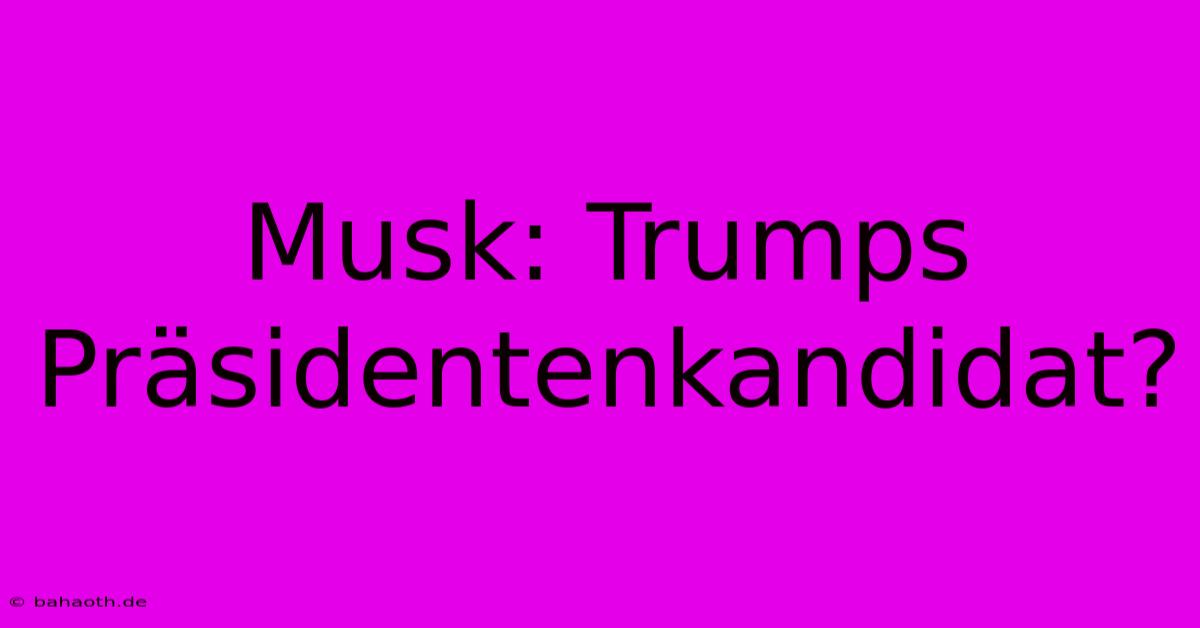 Musk: Trumps Präsidentenkandidat?