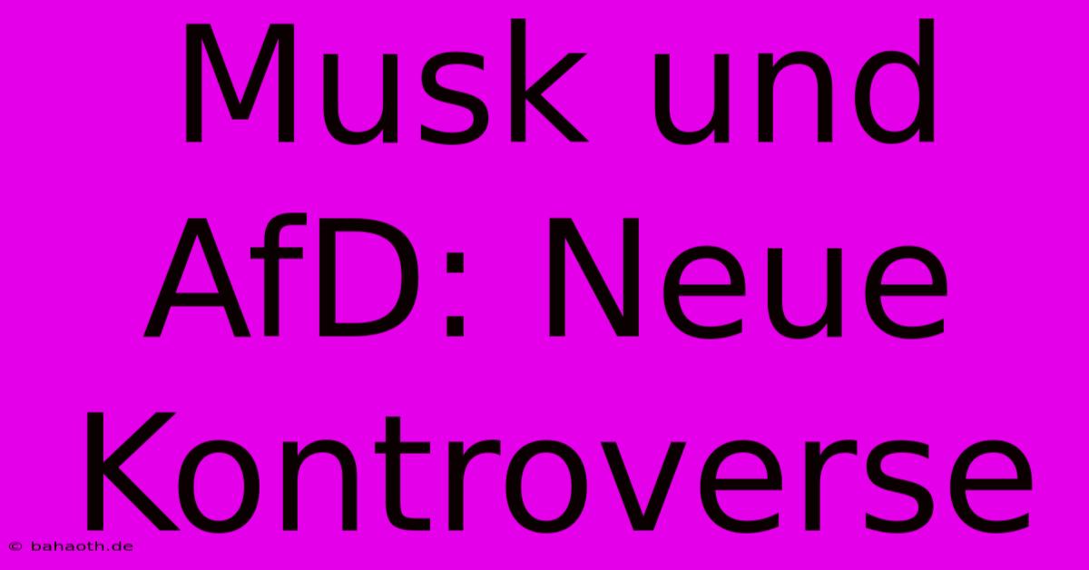 Musk Und AfD: Neue Kontroverse