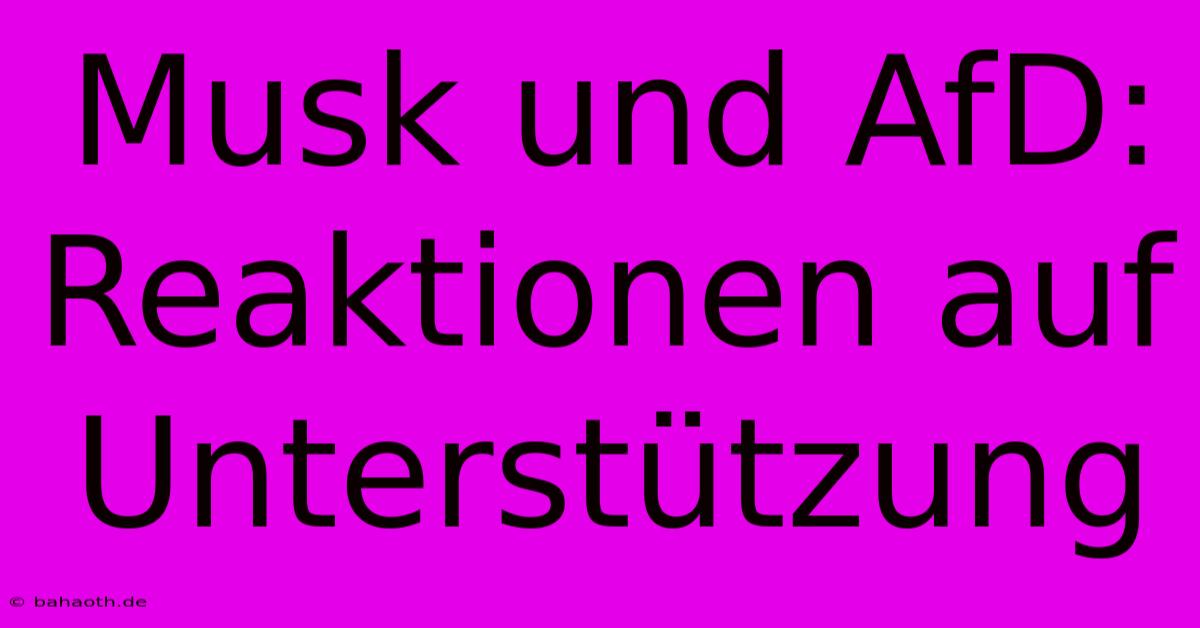 Musk Und AfD:  Reaktionen Auf Unterstützung