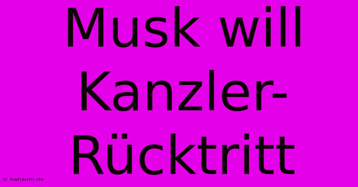 Musk Will Kanzler-Rücktritt