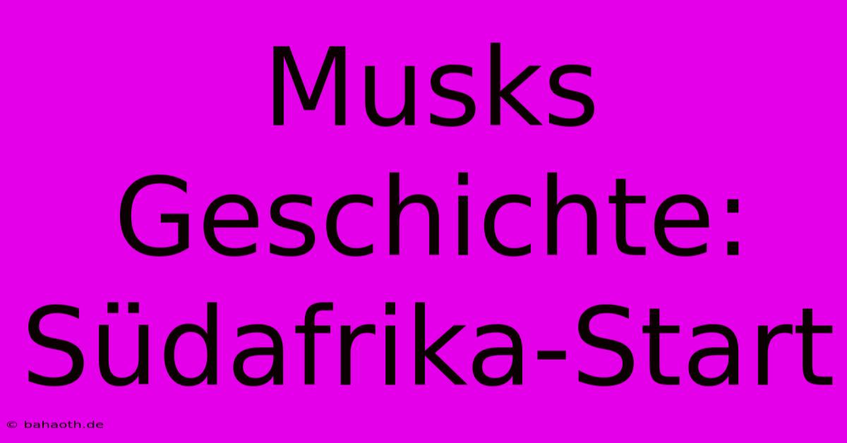 Musks Geschichte: Südafrika-Start