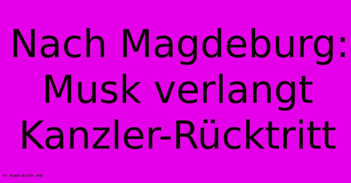 Nach Magdeburg: Musk Verlangt Kanzler-Rücktritt