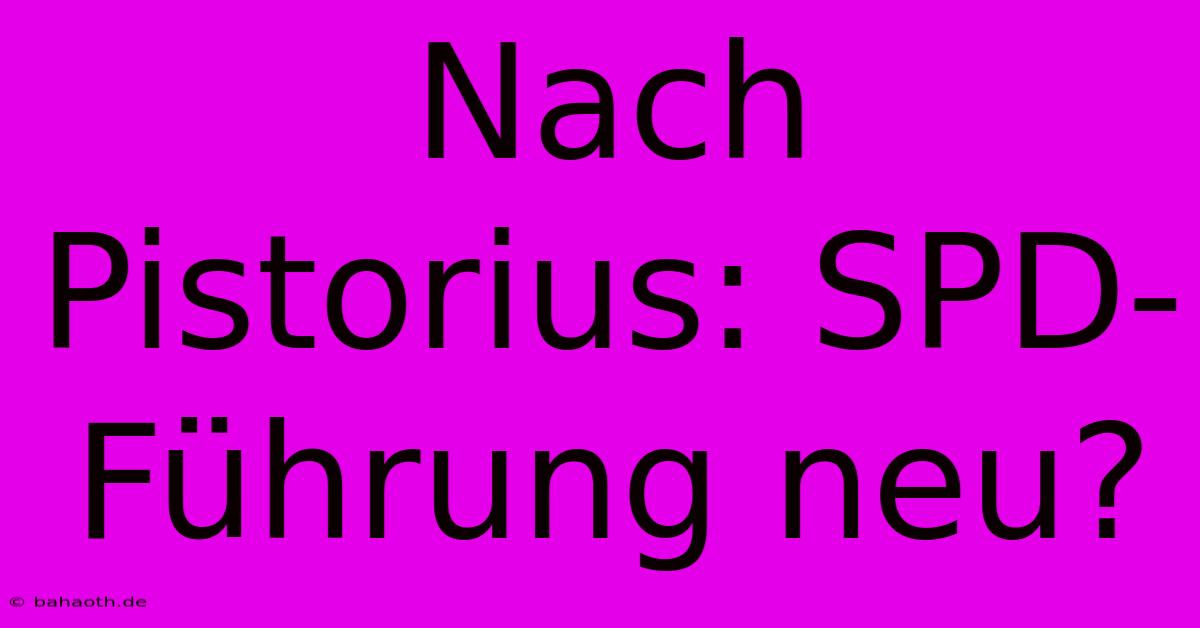 Nach Pistorius: SPD-Führung Neu?