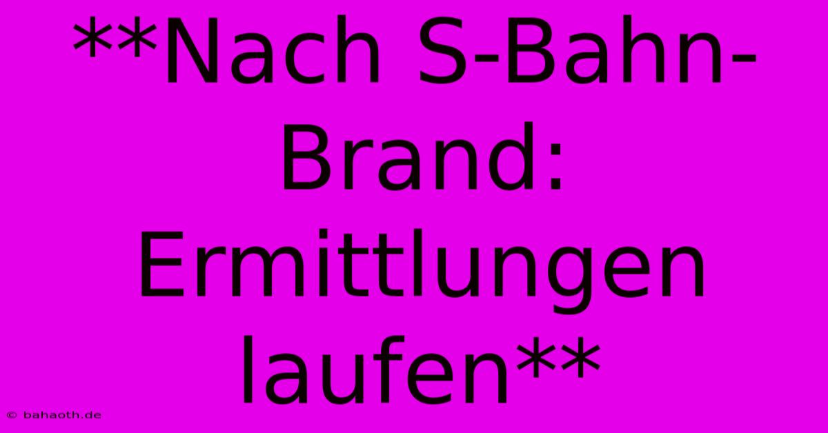 **Nach S-Bahn-Brand: Ermittlungen Laufen**