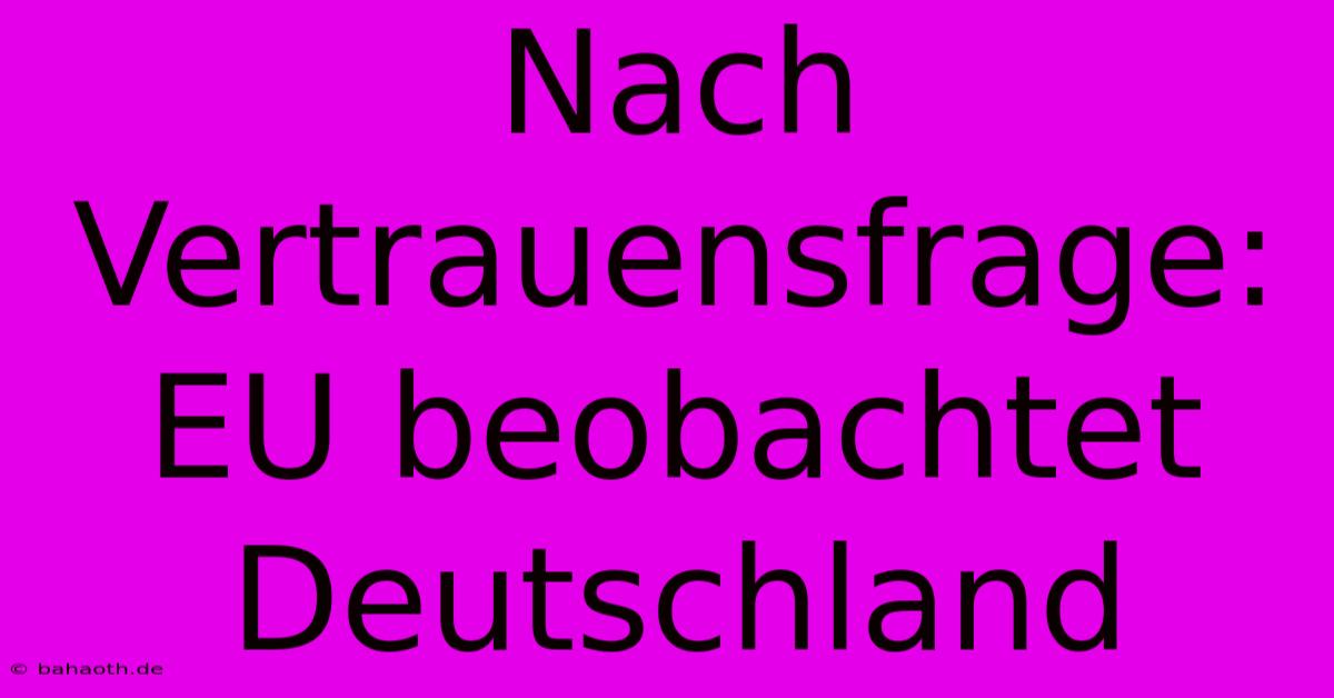 Nach Vertrauensfrage: EU Beobachtet Deutschland